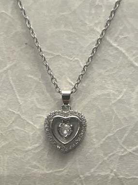 Silver Plated Zirconia Heart Pendant for Women